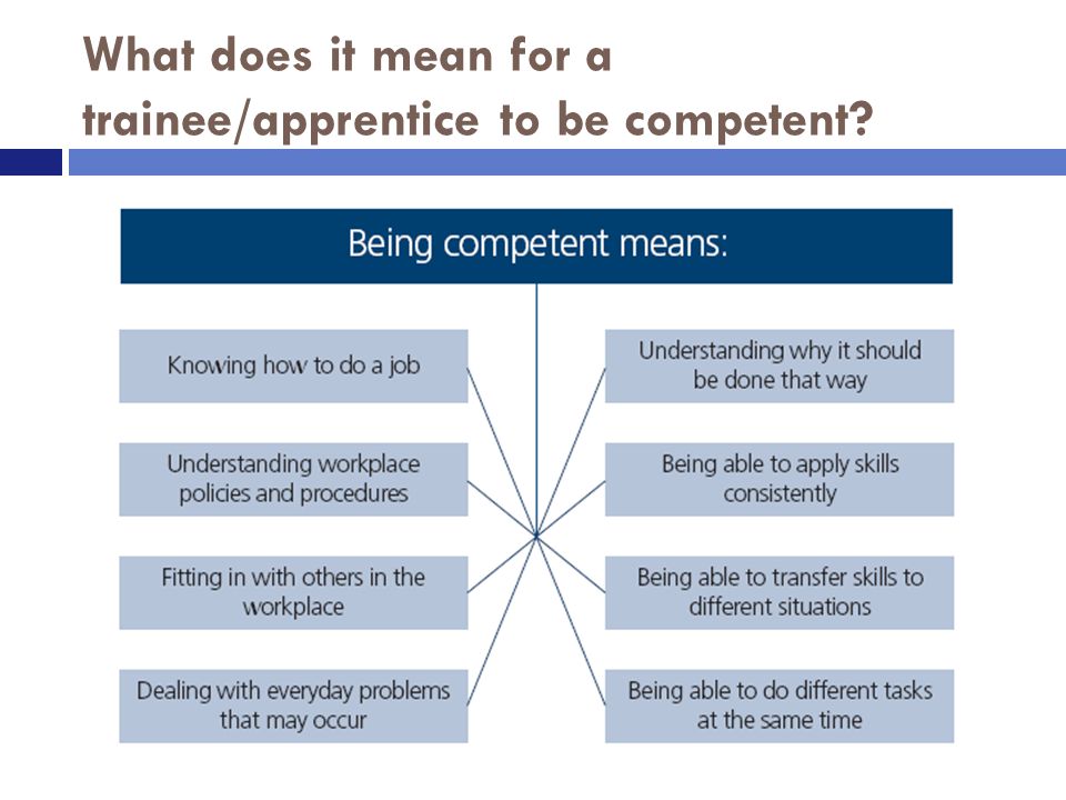 What does it mean for a trainee/apprentice to be competent