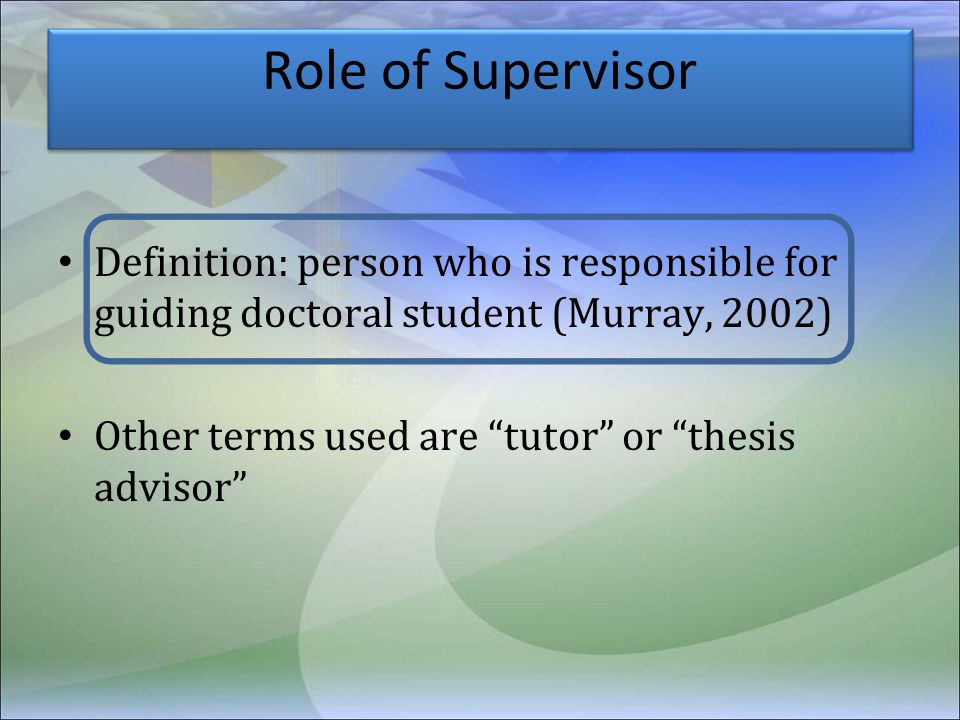 Dissertation Advisor Problems