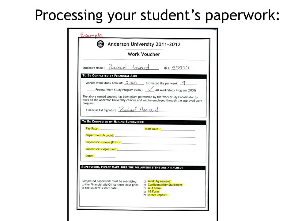 Processing your student’s paperwork: