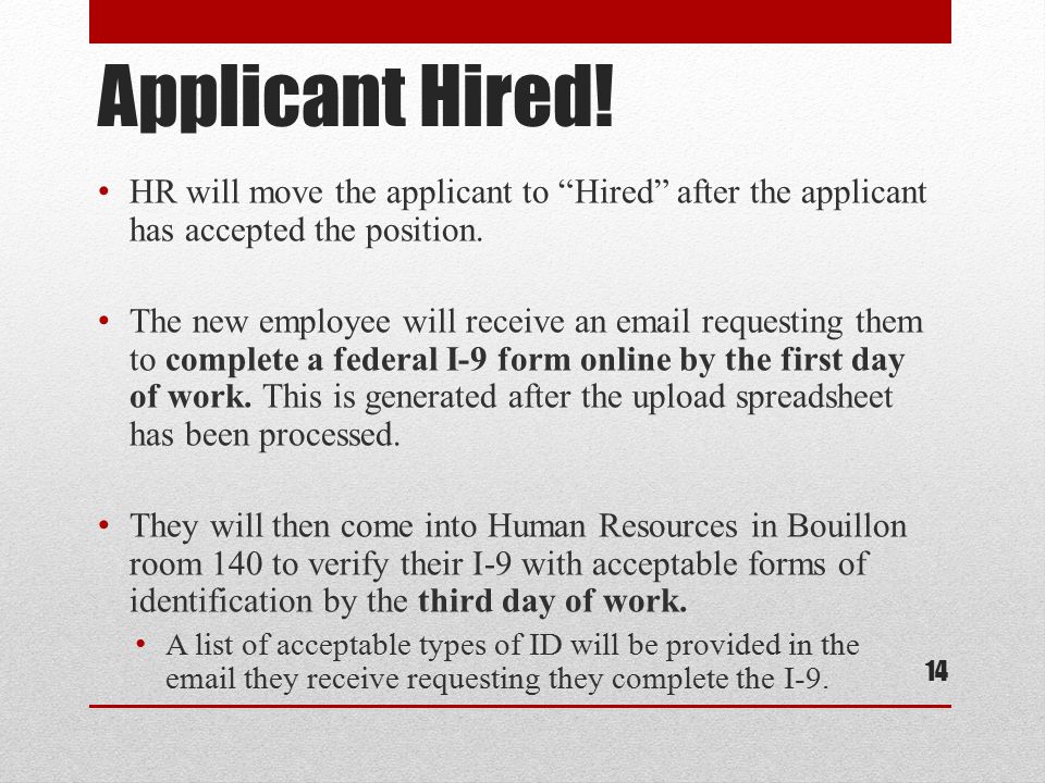 Applicant Hired.