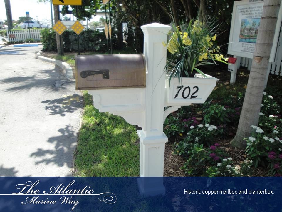 Historic copper mailbox and planterbox.