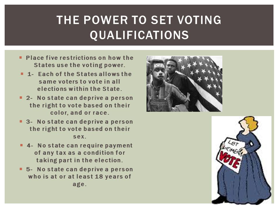  Place five restrictions on how the States use the voting power.