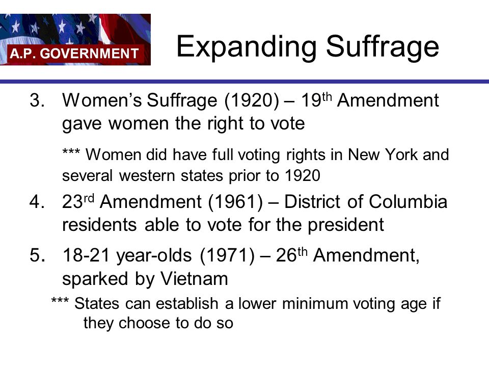 What amendment gave women the right to vote?