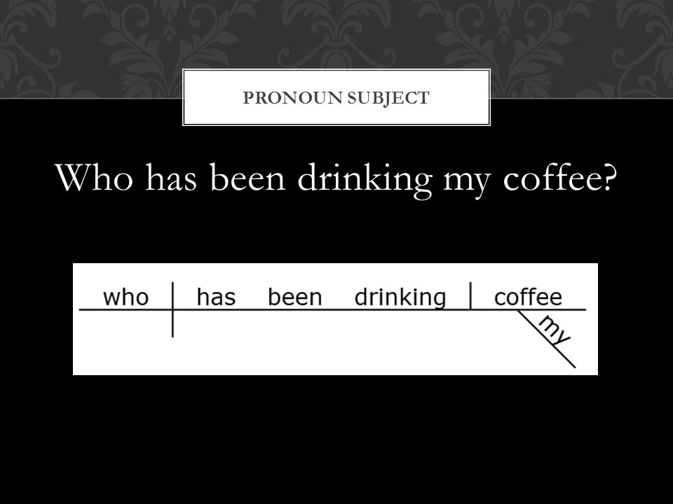 Who has been drinking my coffee PRONOUN SUBJECT