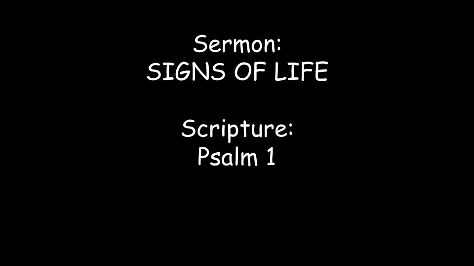 Sermon: SIGNS OF LIFE Scripture: Psalm 1