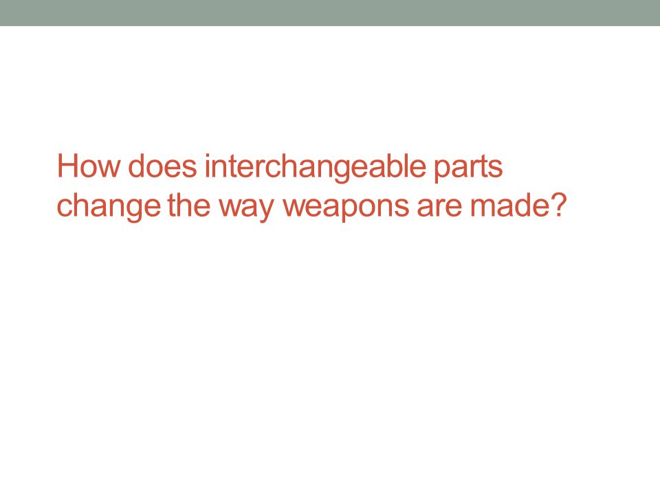How does interchangeable parts change the way weapons are made