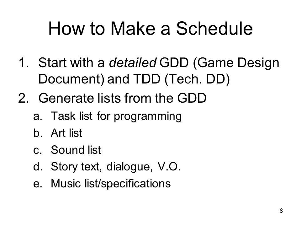 how to make a game schedule