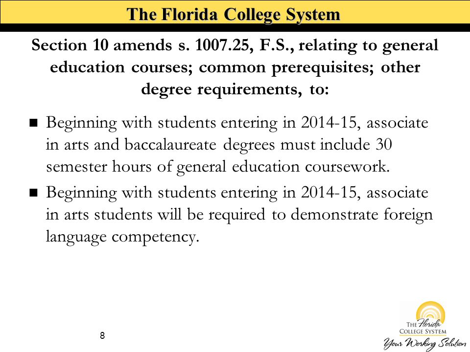 The Florida College System Section 10 amends s.