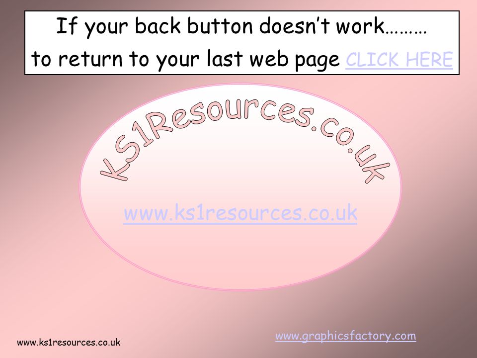 If your back button doesn’t work……… to return to your last web page CLICK HERE CLICK HERE