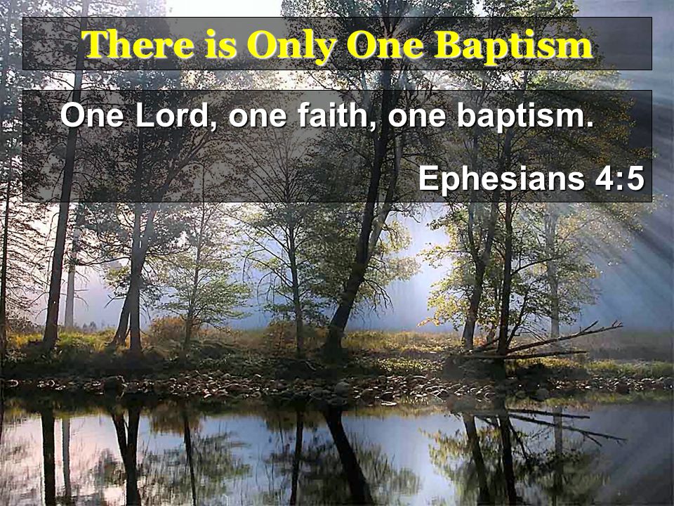 There is Only One Baptism One Lord, one faith, one baptism. Ephesians 4:5