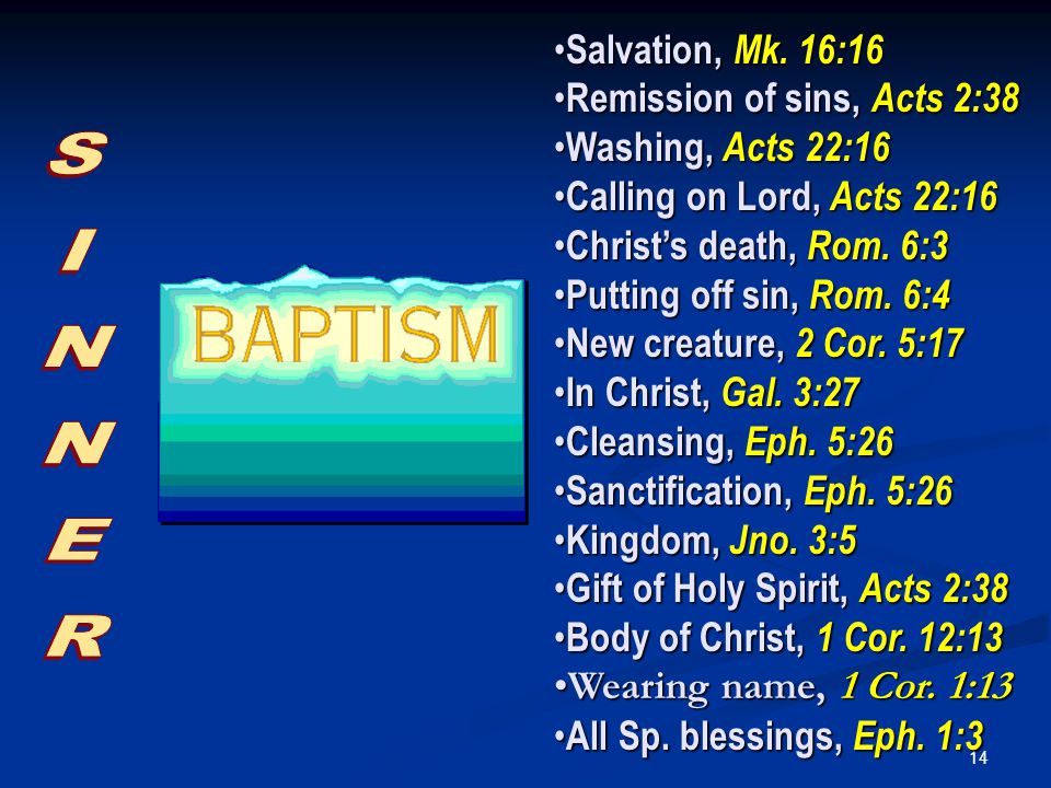 14 Salvation, Mk. 16:16 Salvation, Mk.