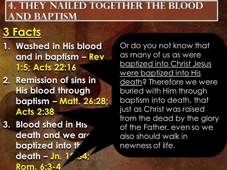 3 Facts 1.Washed in His blood and in baptism – Rev.