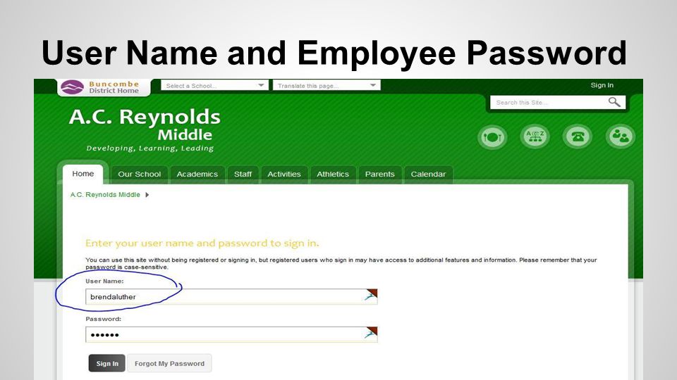 User Name and Employee Password