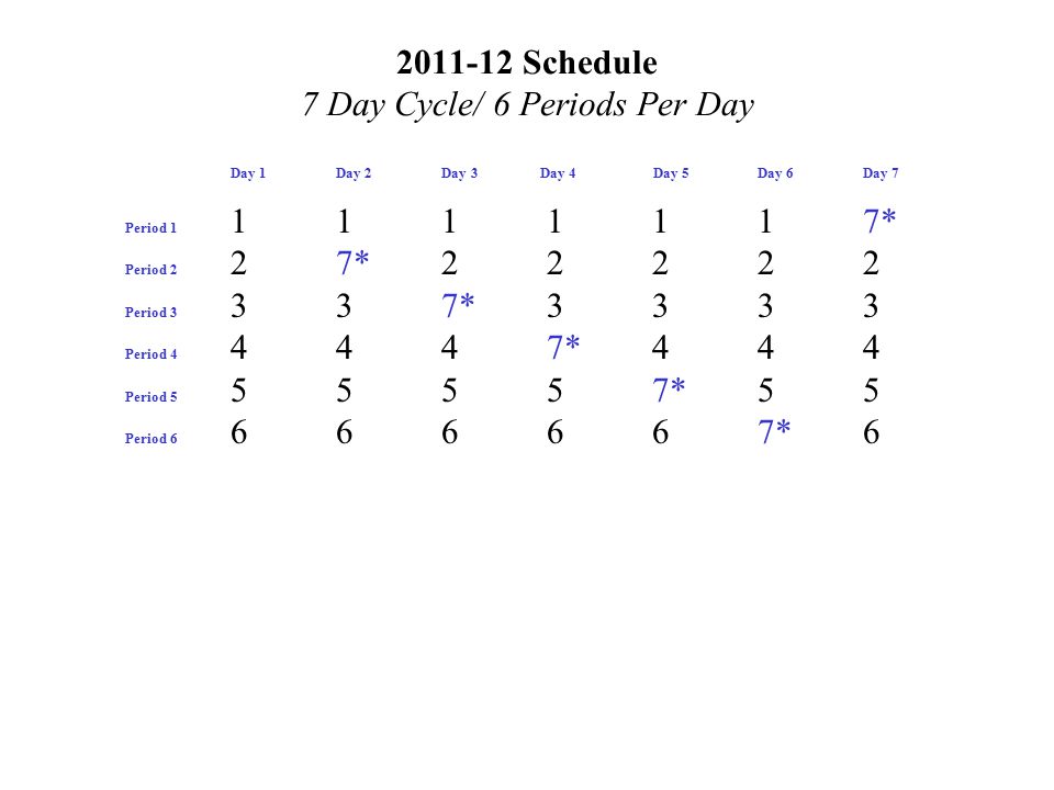 7 day schedule
