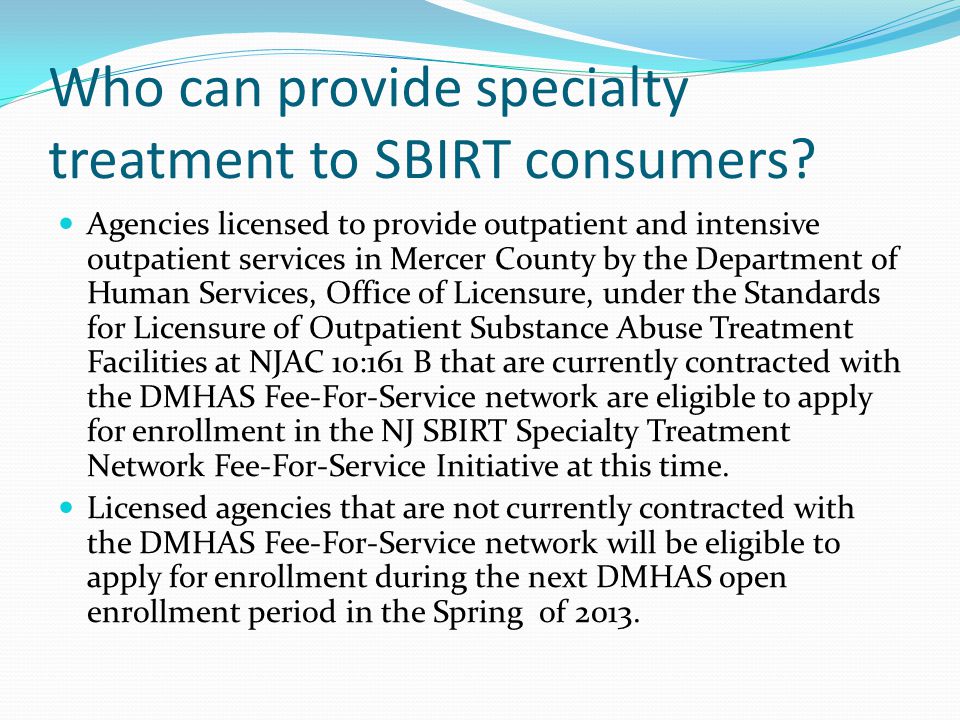 Who can provide specialty treatment to SBIRT consumers.