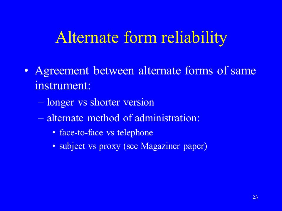 1 lecture 3 reliability and validity of scales reliability alternate form
