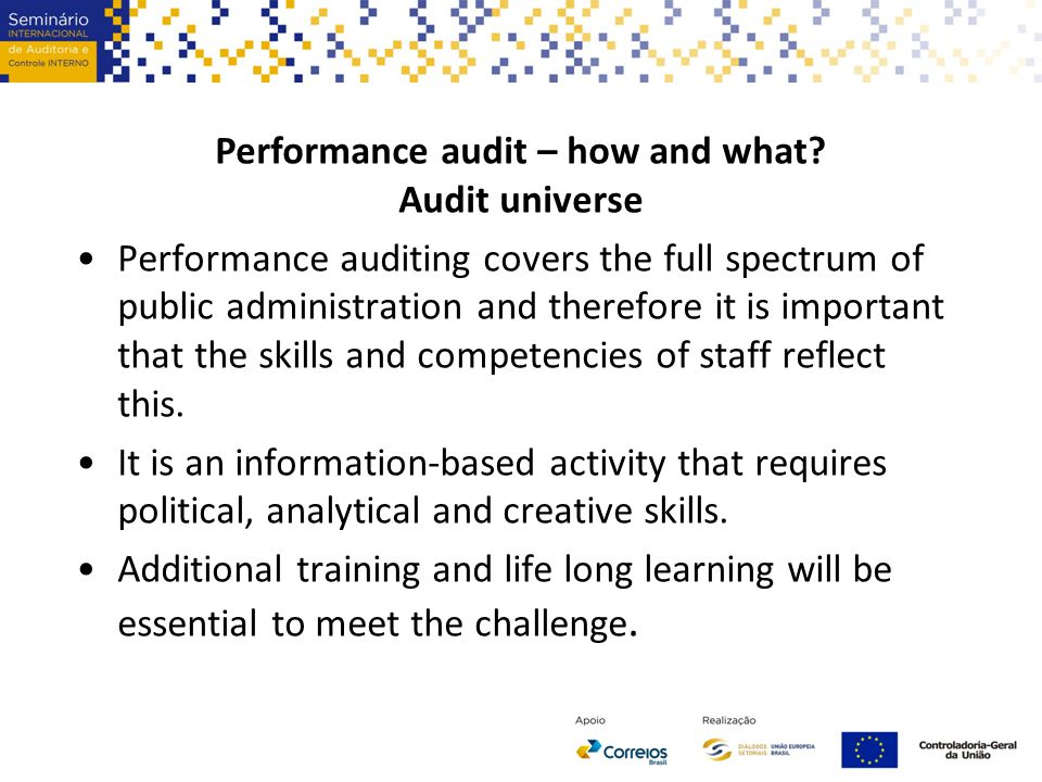 Performance audit – how and what.