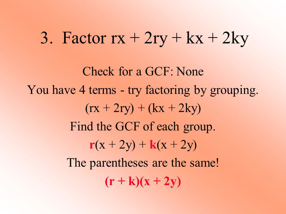 How do you factor polynomials with four terms?