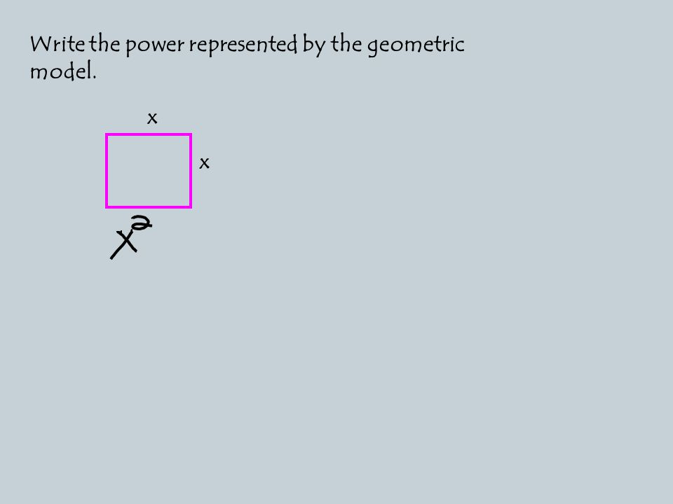Write the power represented by the geometric model. x x