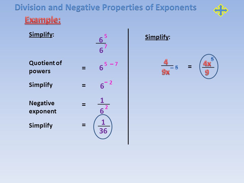 Simplify: ( ) = Power of a quotient = Simplify