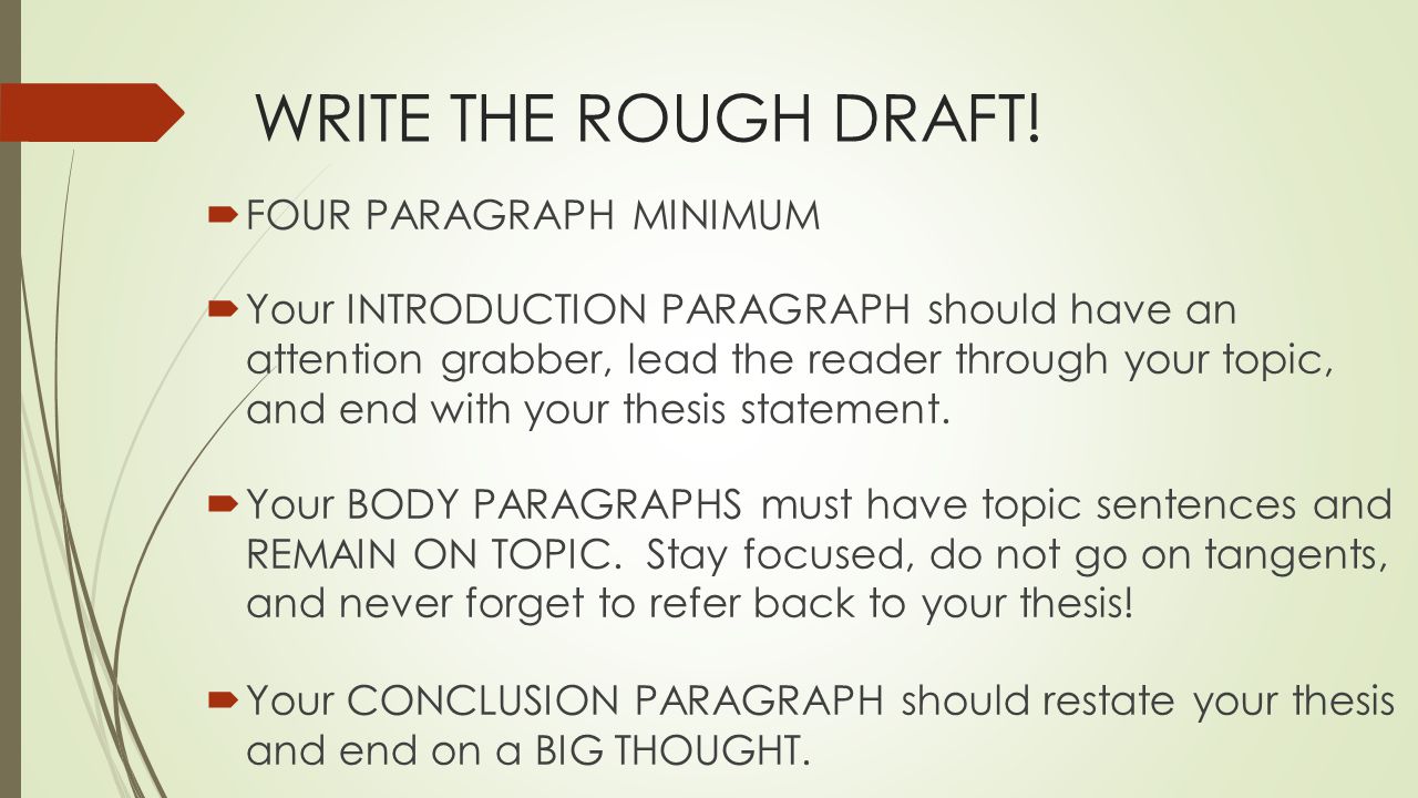 WRITE THE ROUGH DRAFT.