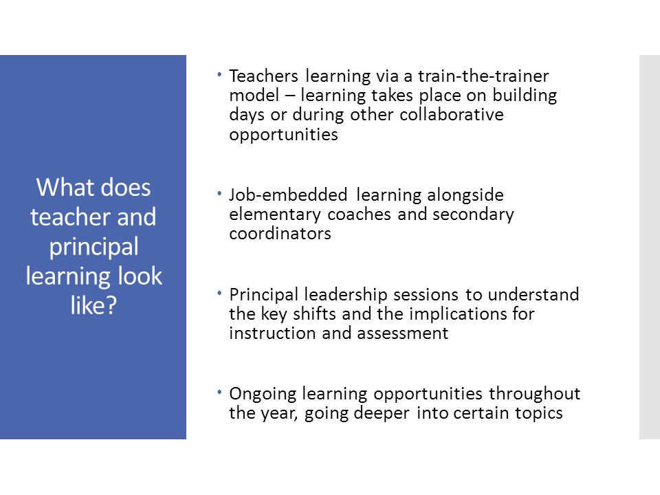 What does teacher and principal learning look like.