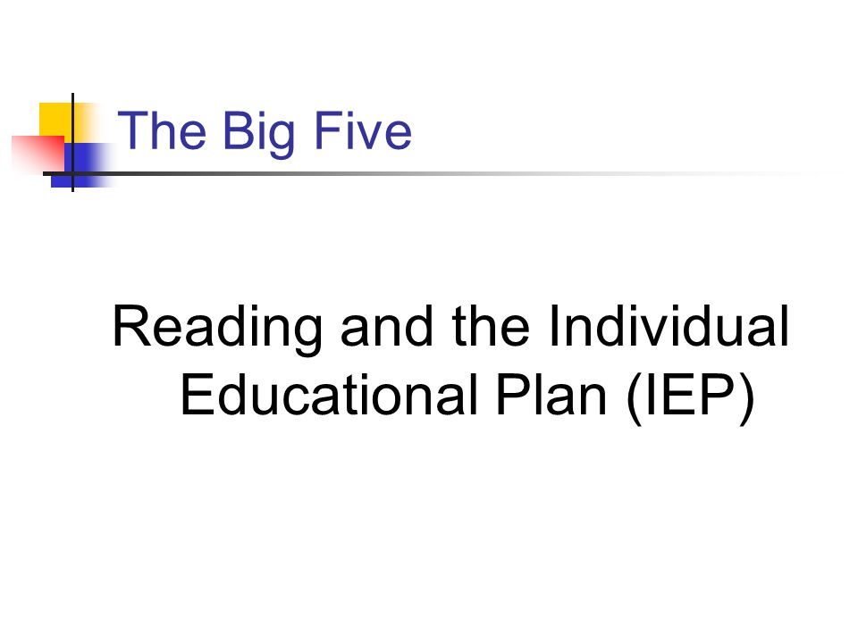 The Big Five Reading and the Individual Educational Plan (IEP)