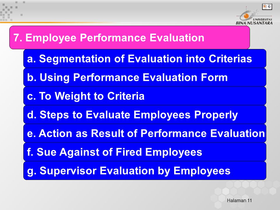 Halaman Employee Performance Evaluation a. Segmentation of Evaluation into Criterias b.