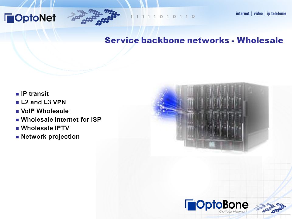 IP transit L2 and L3 VPN VoIP Wholesale Wholesale internet for ISP Wholesale IPTV Network projection Service backbone networks - Wholesale
