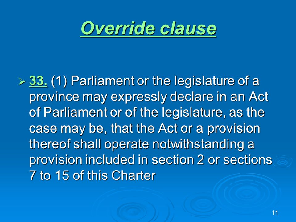 11 Override clause  33.