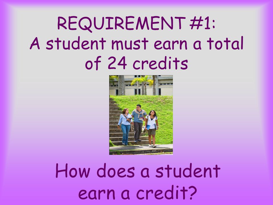 REQUIREMENT #1: A student must earn a total of 24 credits How does a student earn a credit