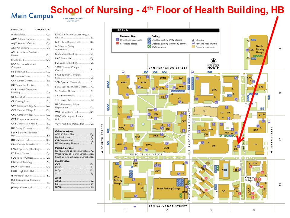 School of Nursing - 4 th Floor of Health Building, HB