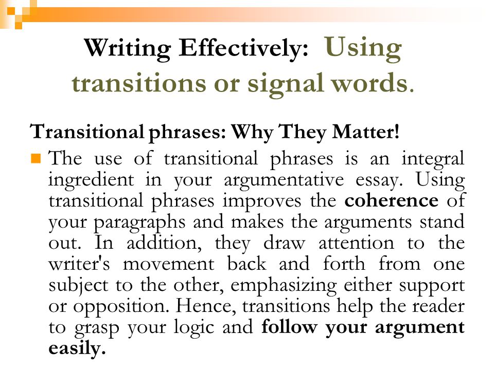 transition words for argument essay