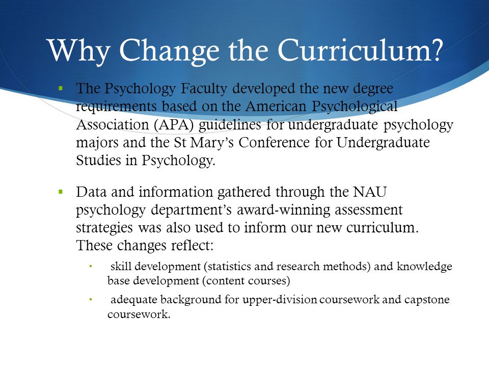 Why Change the Curriculum.