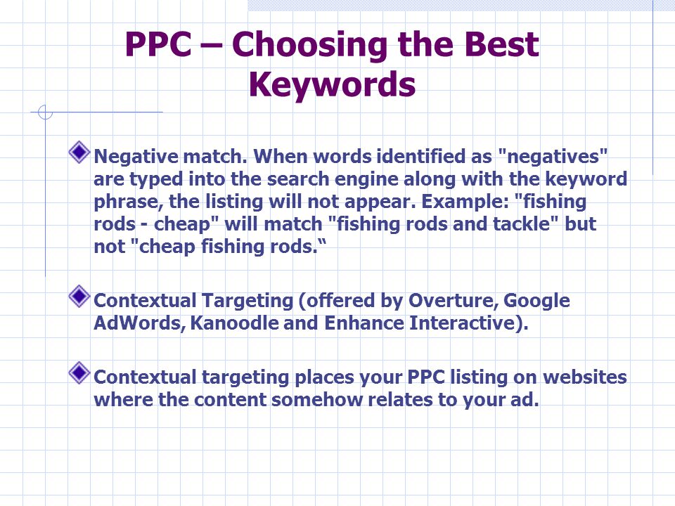 PPC – Choosing the Best Keywords Negative match.