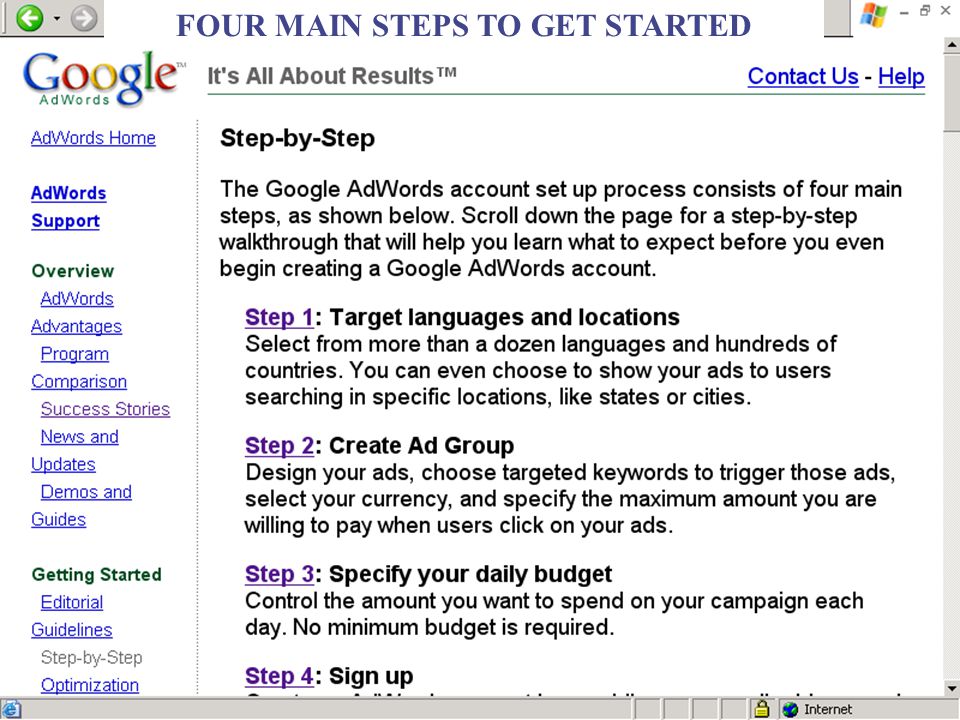FOUR MAIN STEPS TO GET STARTED