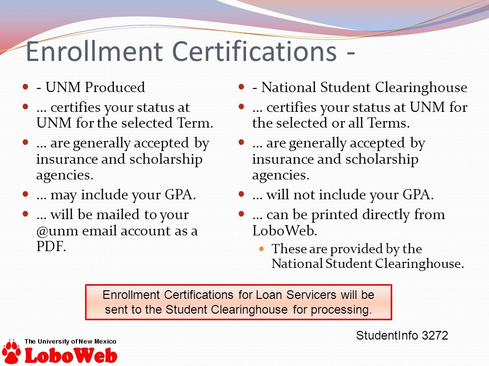 - UNM Produced … certifies your status at UNM for the selected Term.
