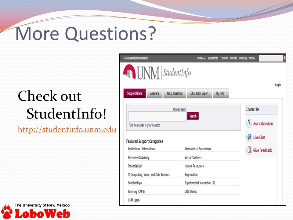 Check out StudentInfo!   More Questions