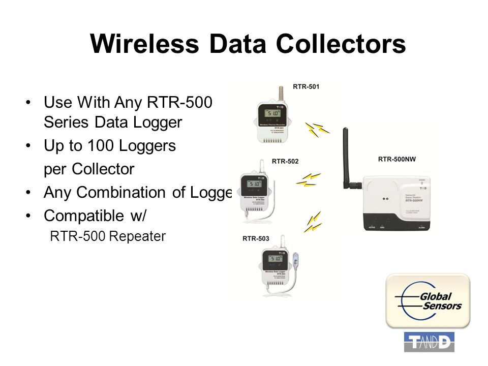 Wireless Data Collectors Use With Any RTR-500 Series Data Logger Up to 100 Loggers per Collector Any Combination of Loggers Compatible w/ RTR-500 Repeater