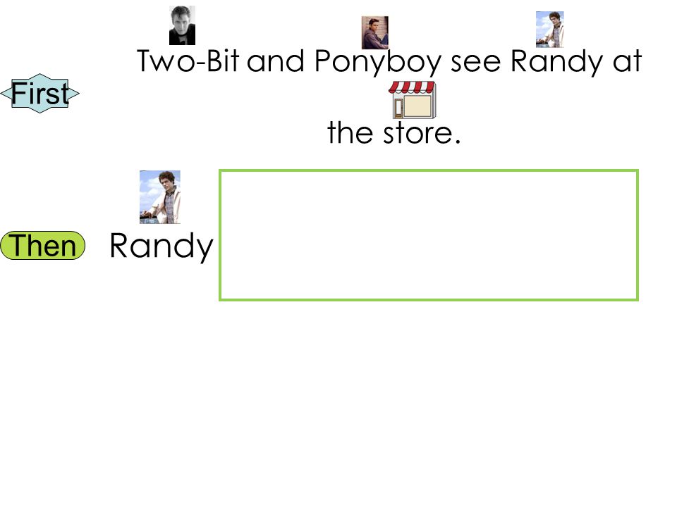 First Then Two-Bit and Ponyboy see Randy at the store. Randy