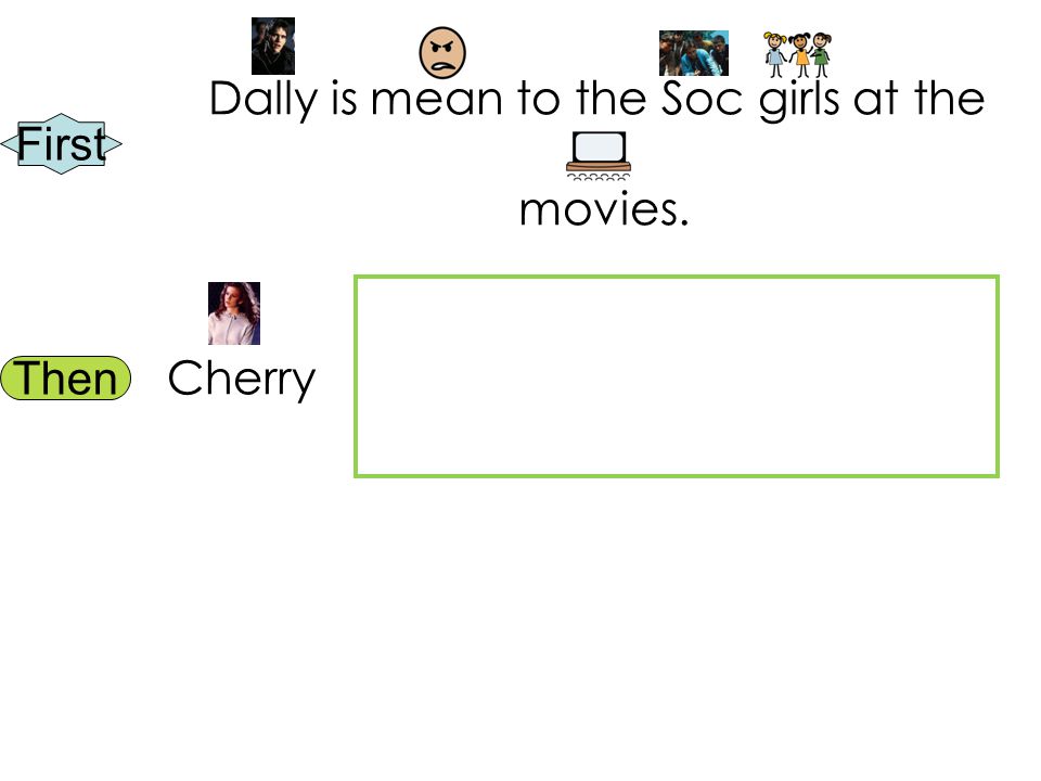 First Then Dally is mean to the Soc girls at the movies. Cherry