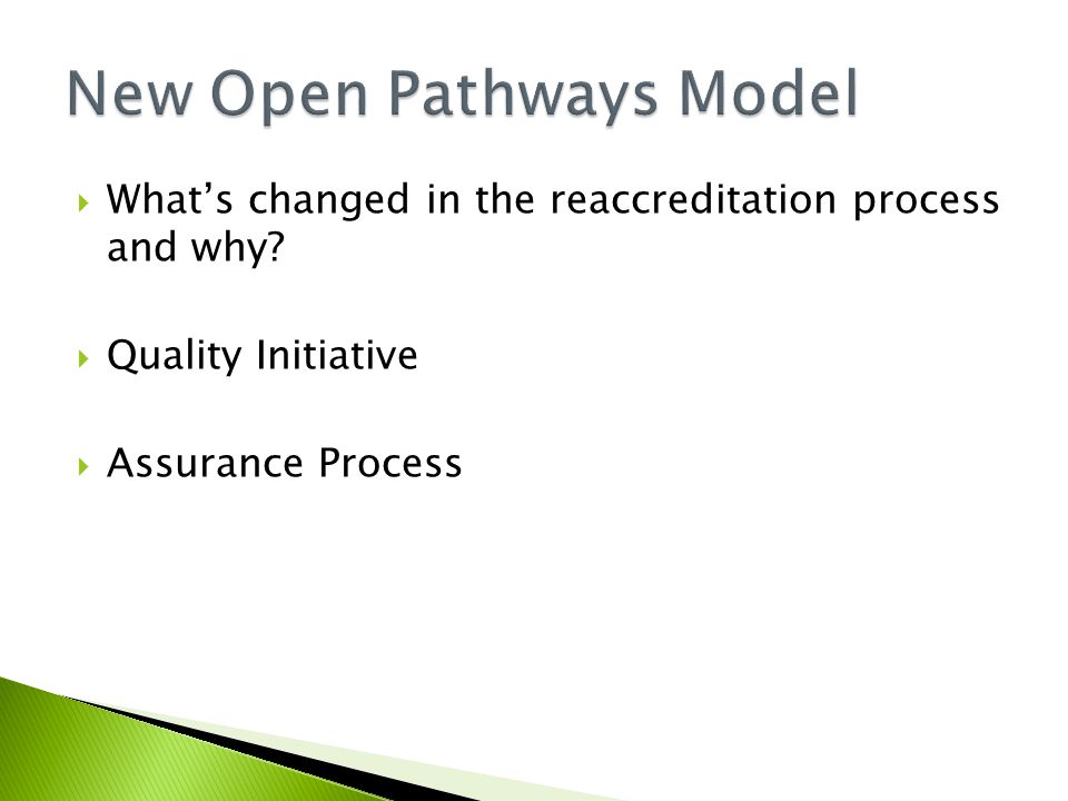  What’s changed in the reaccreditation process and why  Quality Initiative  Assurance Process