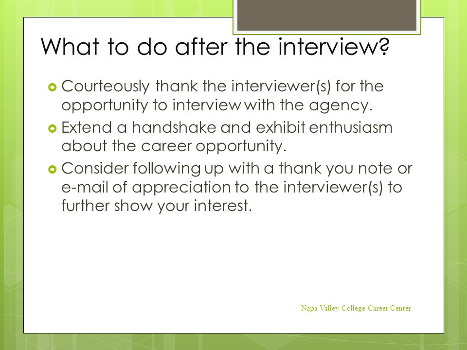 what to do after the interview
