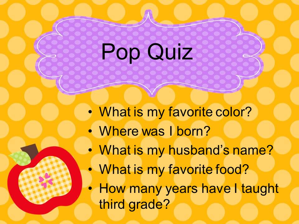 Pop Quiz What is my favorite color. Where was I born.