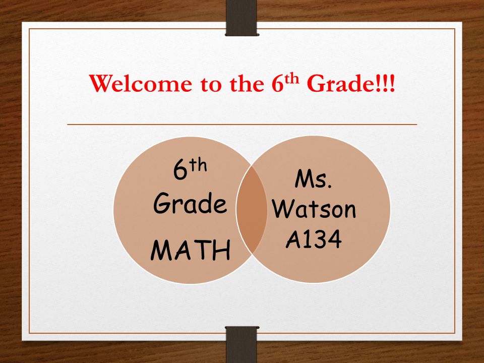 Welcome to the 6 th Grade!!! 6 th Grade MATH Ms. Watson A134