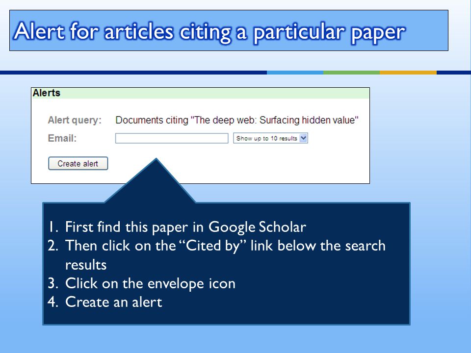 1.First find this paper in Google Scholar 2.Then click on the Cited by link below the search results 3.Click on the envelope icon 4.Create an alert