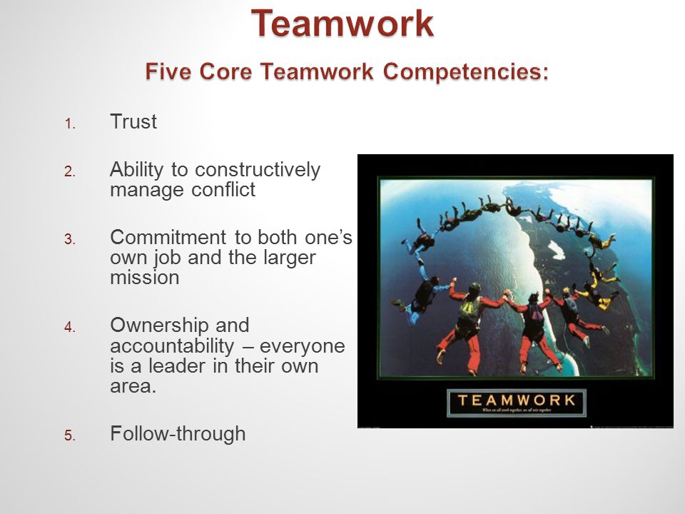 1. Trust 2. Ability to constructively manage conflict 3.