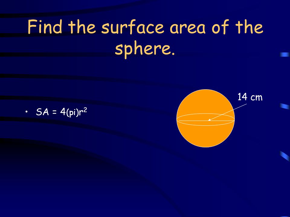 Find the surface area of the sphere. 14 cm