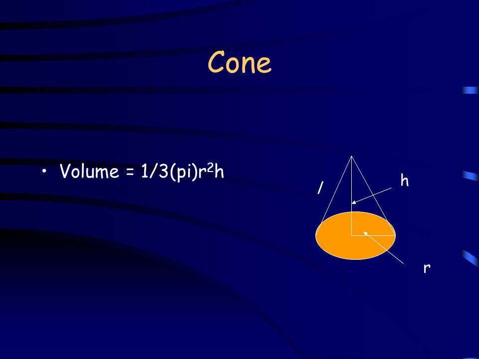Cone The cone consist of one circular base. l h r