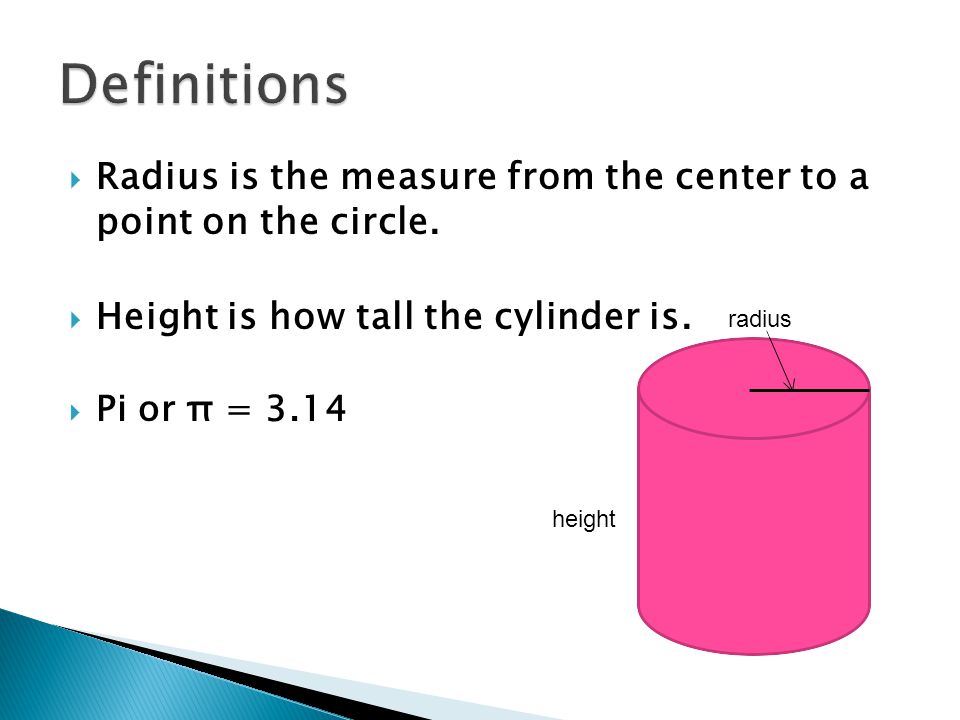  Radius is the measure from the center to a point on the circle.